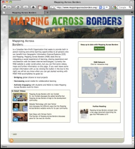 The Mapping Across Borders Website Front Page
